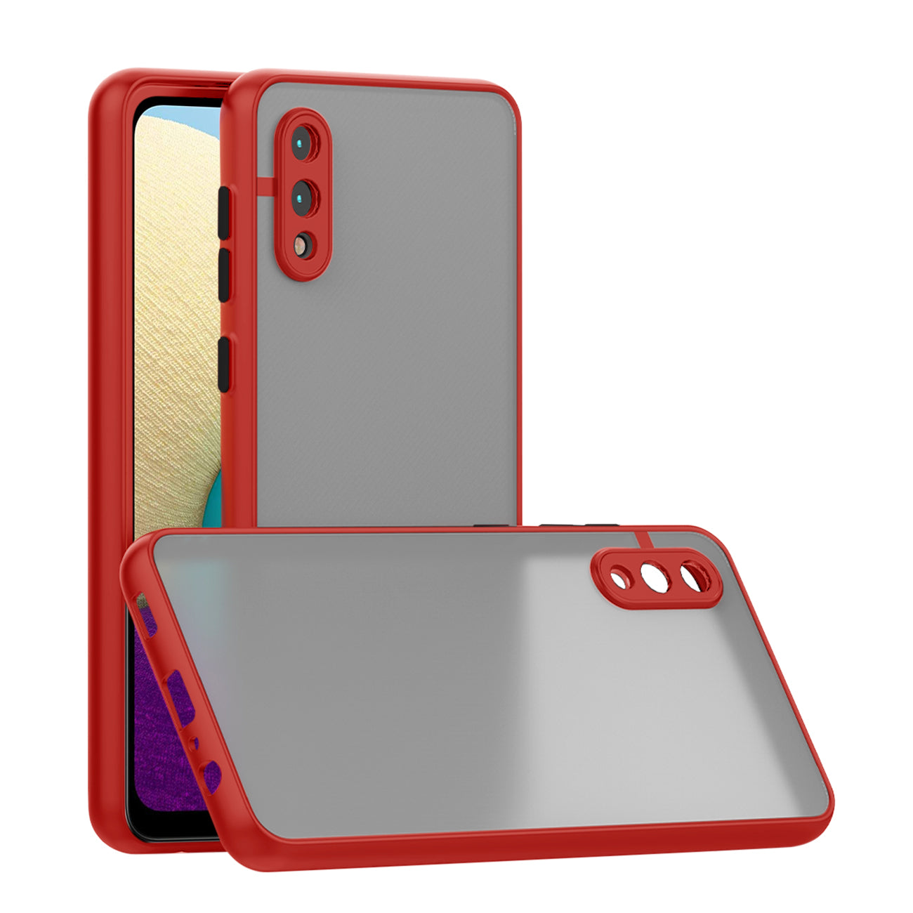 Camera Protection Translucent Case For Samsung Galaxy A20 /M02 In Red